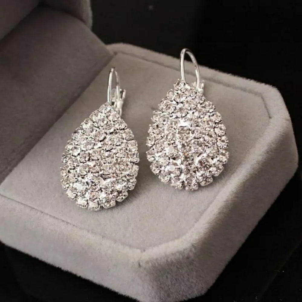 New Silver Luxury Water Drop Earrings